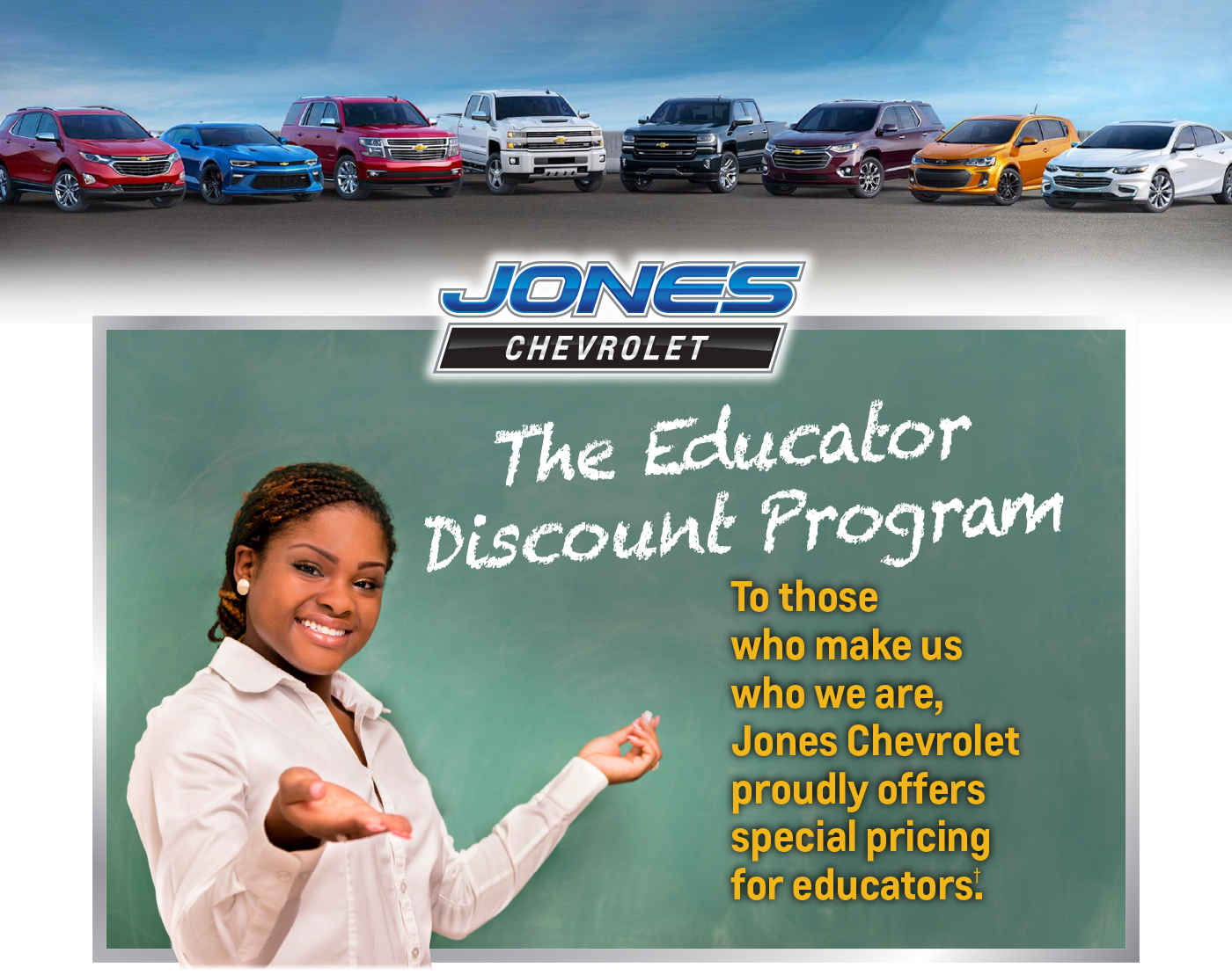 Educator Discount Program at Jones Chevrolet in Sumter, SC